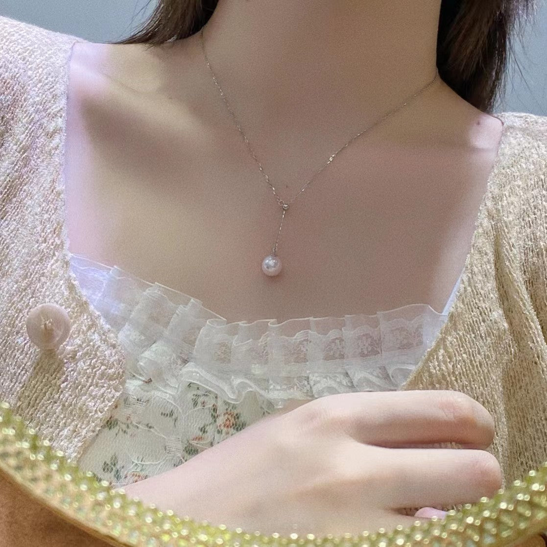 8-9mm Freshwater Akoya pearl Y-chain pendent, S925 setting
