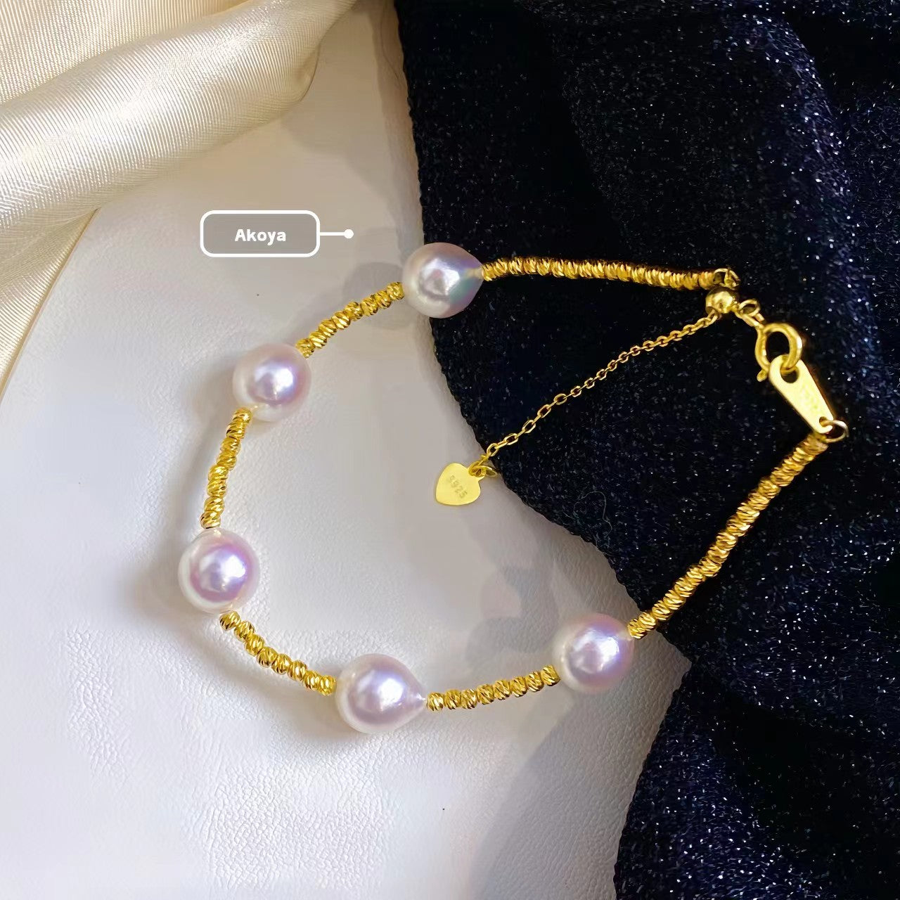 8-9mm King Freshwater Akoya Pearl Bracelet, S925 Setting