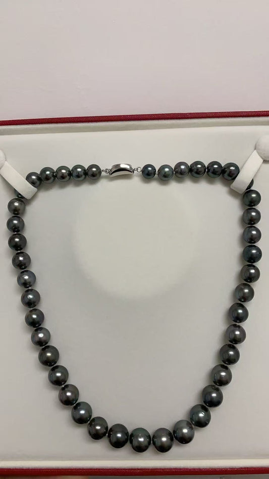 S925 Sliver Setting 7-11mm Tahitian Ocean pearl necklace