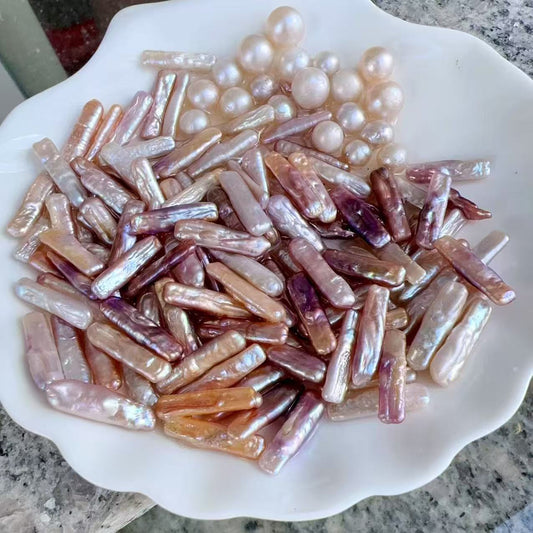 【Live-Gary】Bacon Baroque Pearls(3-6 bacon baroque pearls+1 edison pearl)