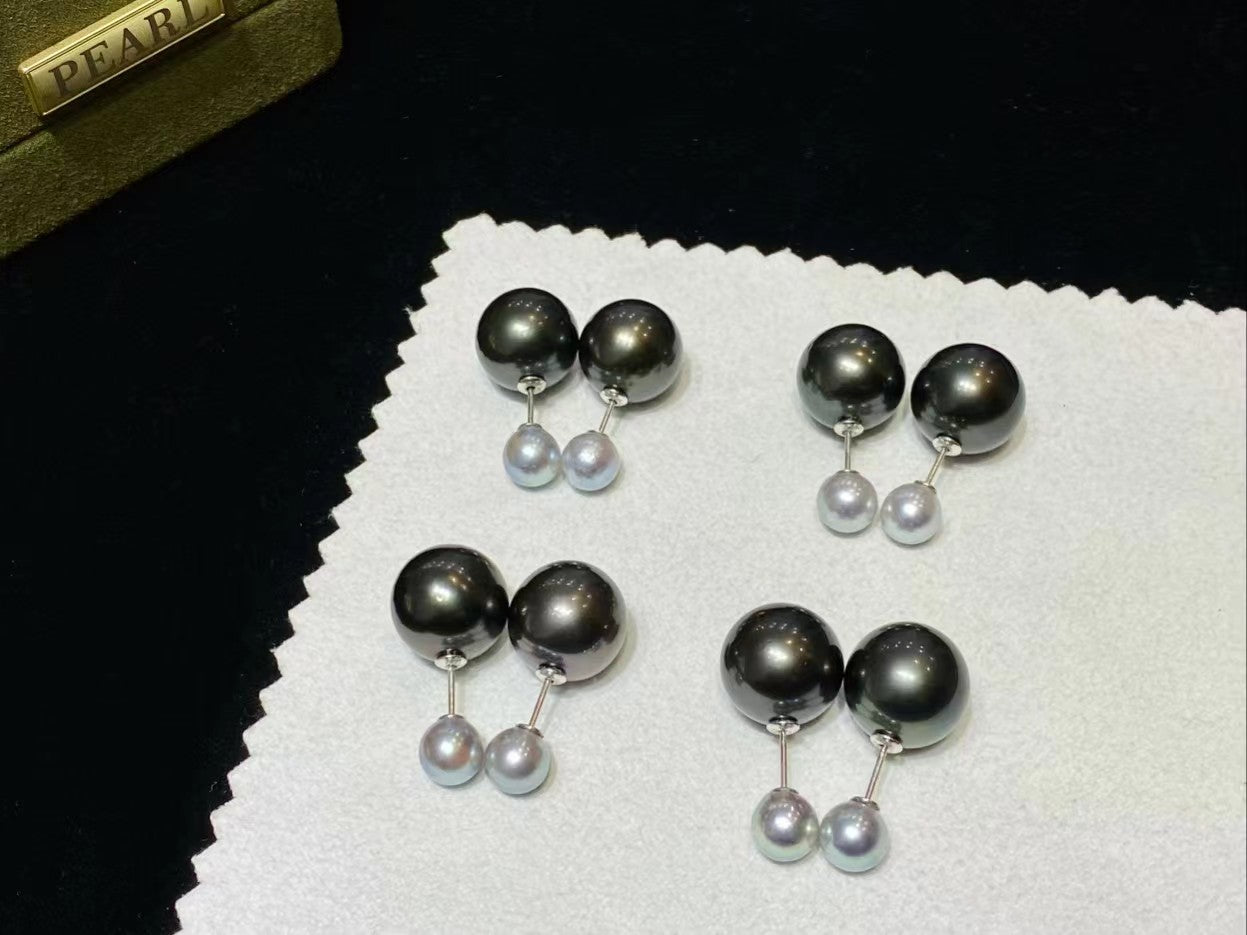 6-7mm/12-13mm Ocean Pearls Stud Earring, S925 Setting
