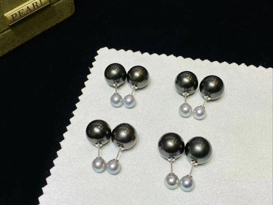 6-7mm/12-13mm Ocean Pearls Stud Earring, S925 Setting