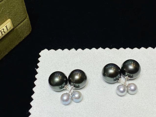 6-7mm/12-13mm Ocean Pearls Stud Earring, S925 Setting
